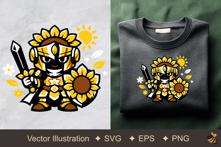 Knight Sunflower Vector Illustration