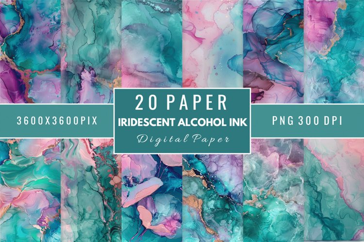 Iridescent Alcohol Ink Digital Paper Bundle
