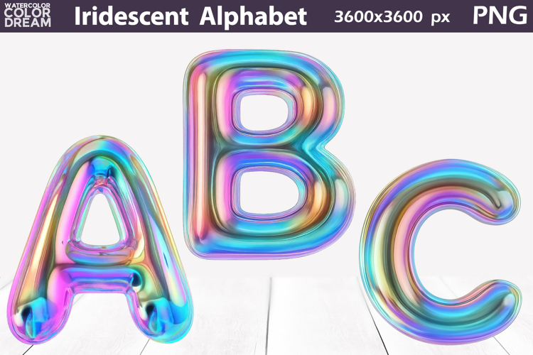 Iridescent Balloon Letters PNG | ABC 3D Clipart