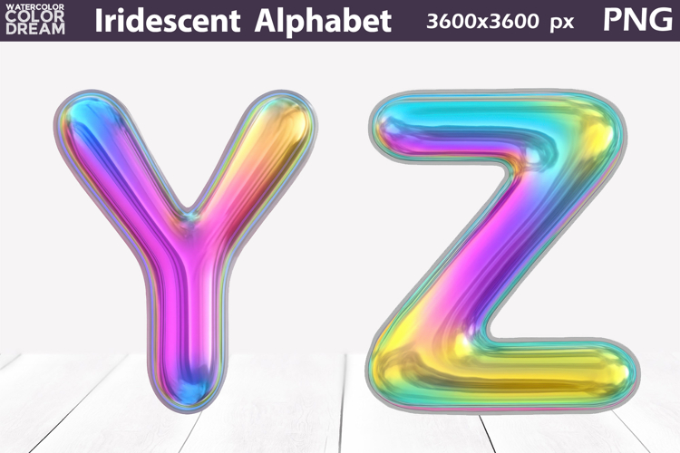 Iridescent Balloon Letters PNG | Y Z 3D Clipart
