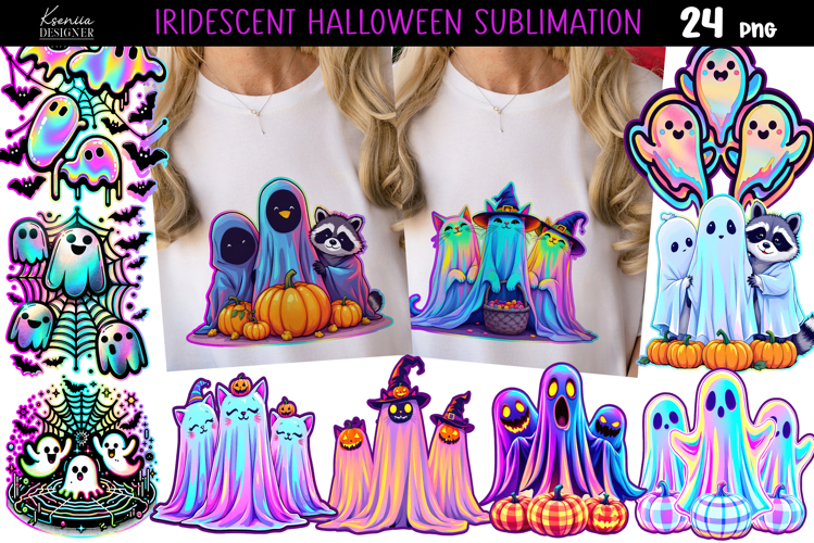 Neon Iridescent Halloween T-Shirt Sublimation Bundle