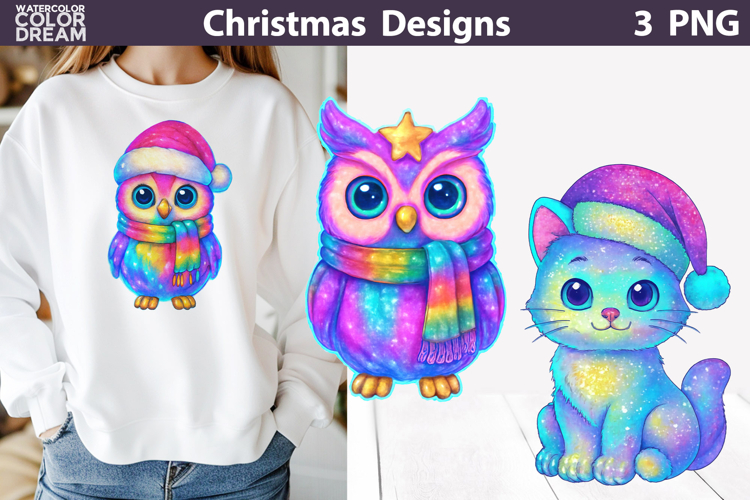 Iridescent Christmas Clipart | Rainbow Christmas Sublimation
