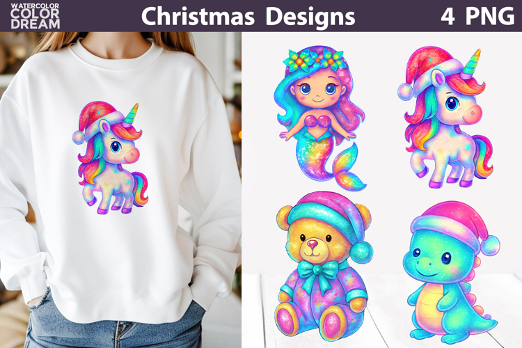 Iridescent Christmas Clipart | Rainbow Christmas Sublimation