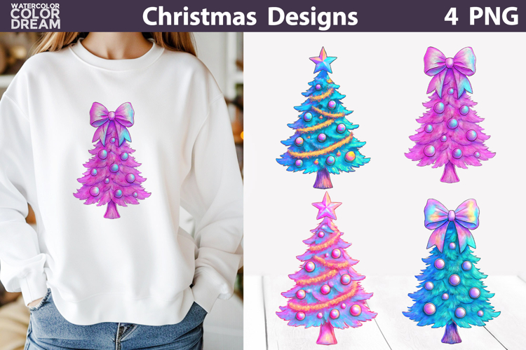 Iridescent Christmas Clipart | Rainbow Christmas Sublimation