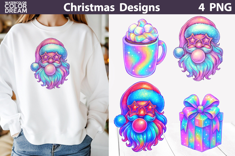 Iridescent Christmas Clipart | Rainbow Christmas Sublimation