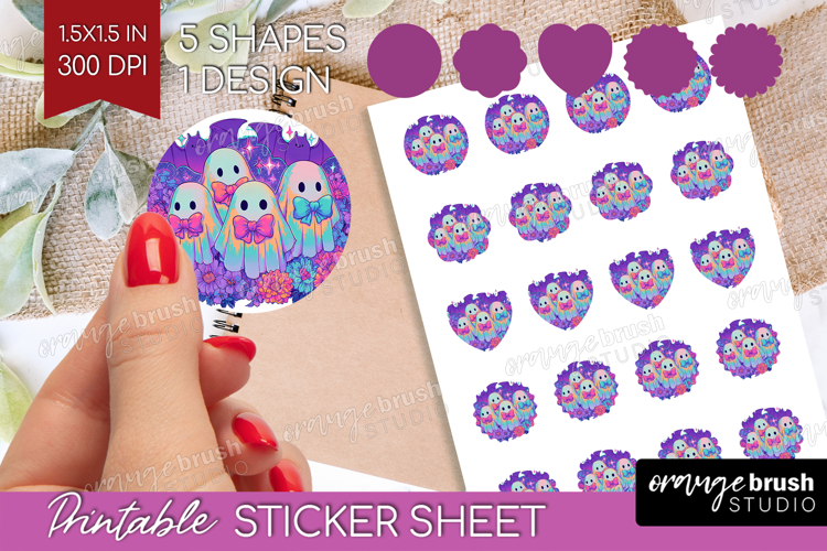 Iridescent Ghost Halloween Round Sticker Spooky Season