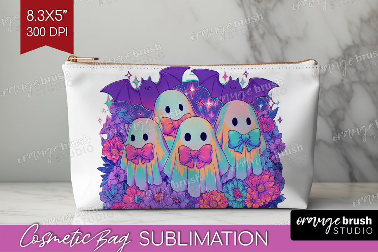 Iridescent Ghost Halloween Cosmetic Bag Spooky Season Makeup