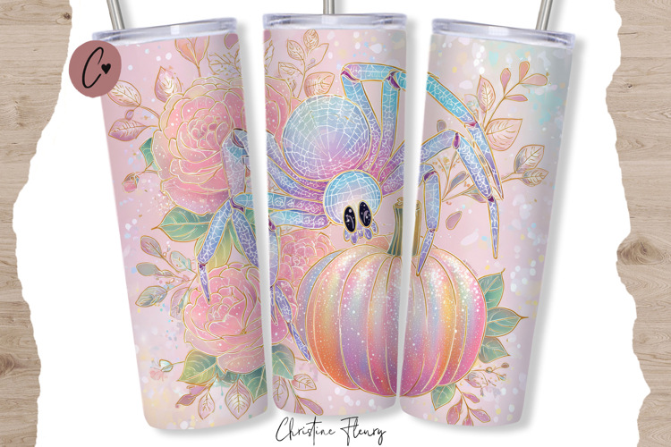 Iridescent Spider Halloween Tumbler Wrap PNG