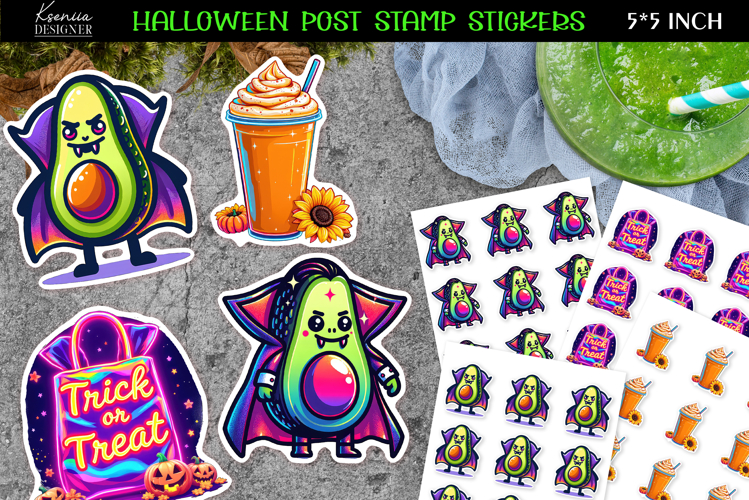 Iridescent Halloween Stickers|Vampire Avocado|Trick or Treat