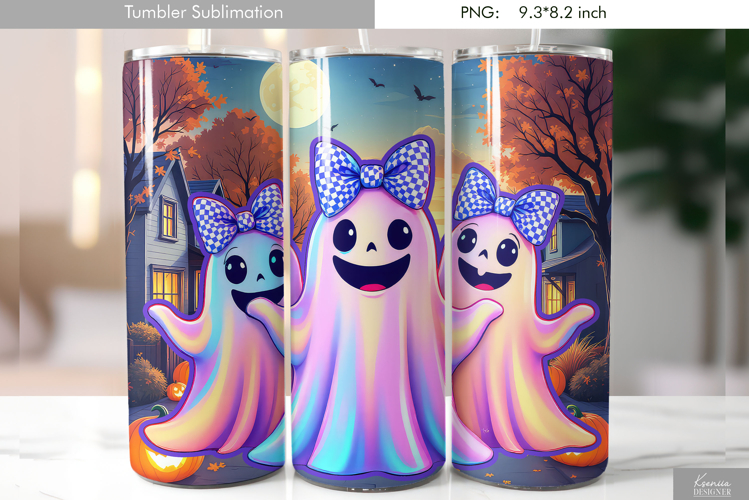 Halloween Neon Iridescent Ghost Tumbler Sublimation
