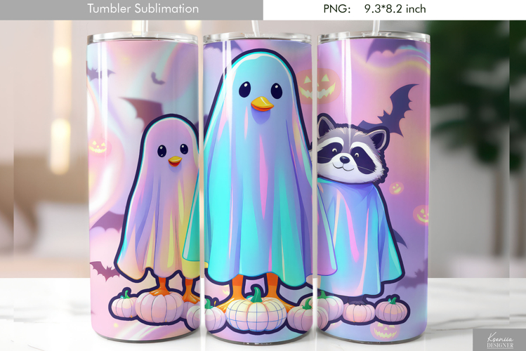 Halloween Goose and Raccoon Ghost Tumbler Sublimation