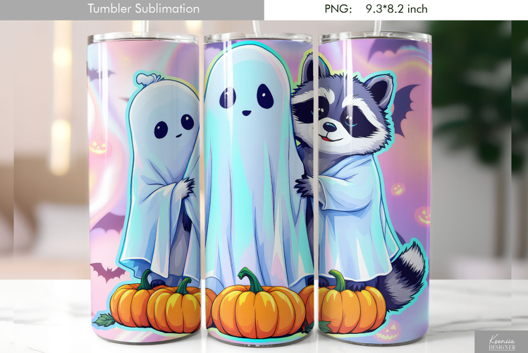 Halloween Goose and Raccoon Ghost Tumbler Sublimation