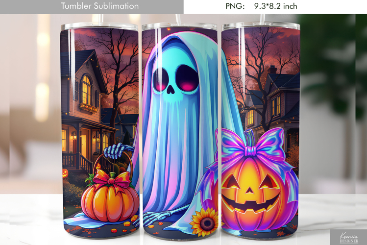 Halloween Neon Iridescent Pumpkin Tumbler Sublimation