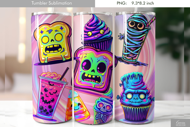 Halloween Neon Monsters Tumbler Sublimation