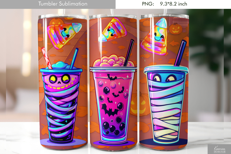 Halloween Neon Monsters Tumbler Sublimation