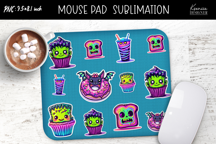 Iridescent Kawaii Halloween Stickers Mouse Pad Sublimation