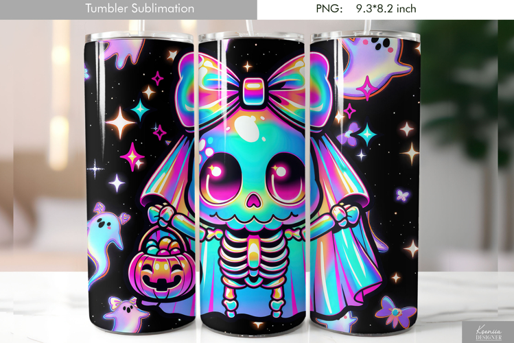 Halloween Neon Iridescent Pumpkin Tumbler Sublimation