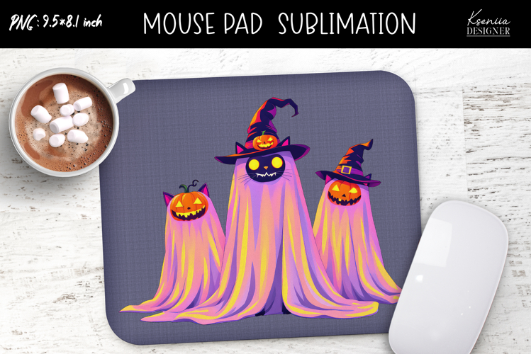 Rainbow Holographic Ghosts Halloween Mouse Pad