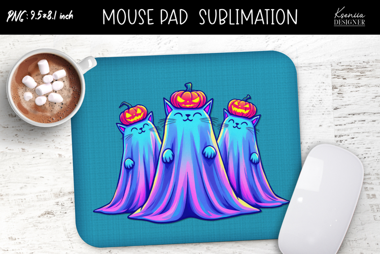 Rainbow Holographic Ghosts Halloween Mouse Pad
