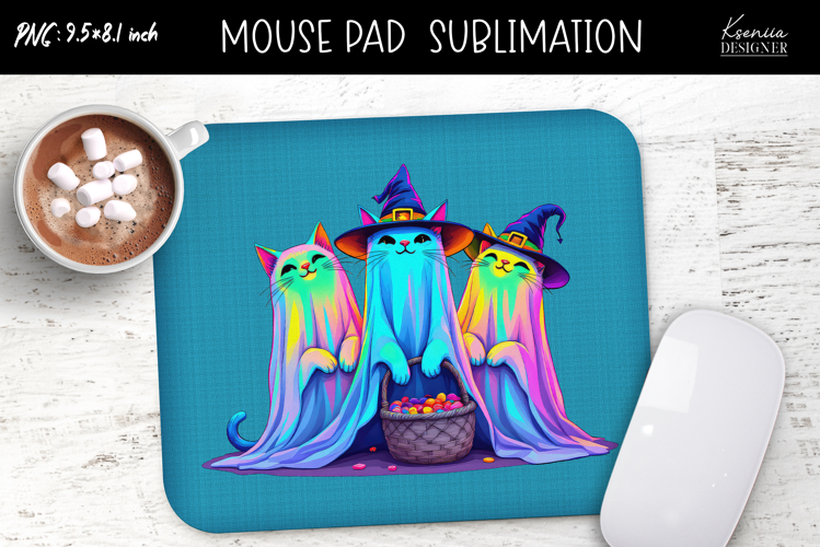 Rainbow Holographic Ghosts Halloween Mouse Pad