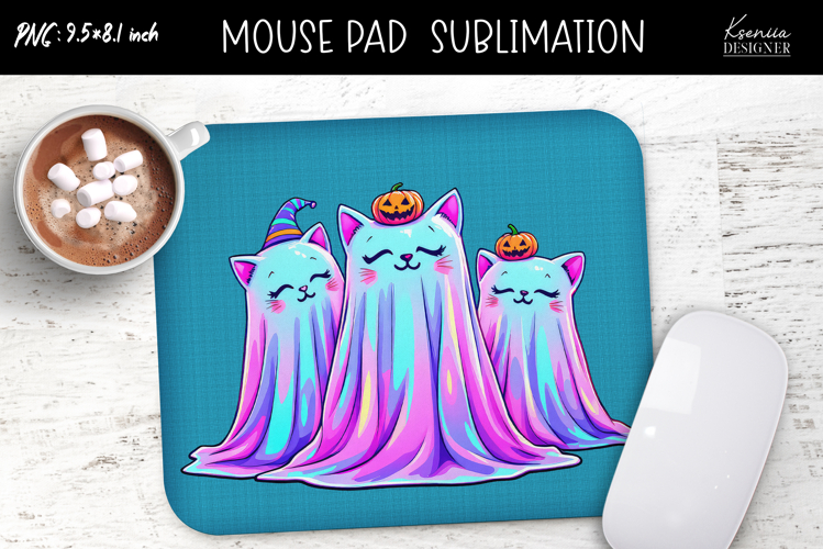 Rainbow Holographic Ghosts Halloween Mouse Pad