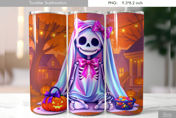 Halloween Neon Iridescent Ghost Tumbler Sublimation