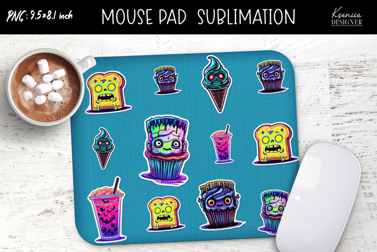 Iridescent Kawaii Halloween Stickers Mouse Pad Sublimation