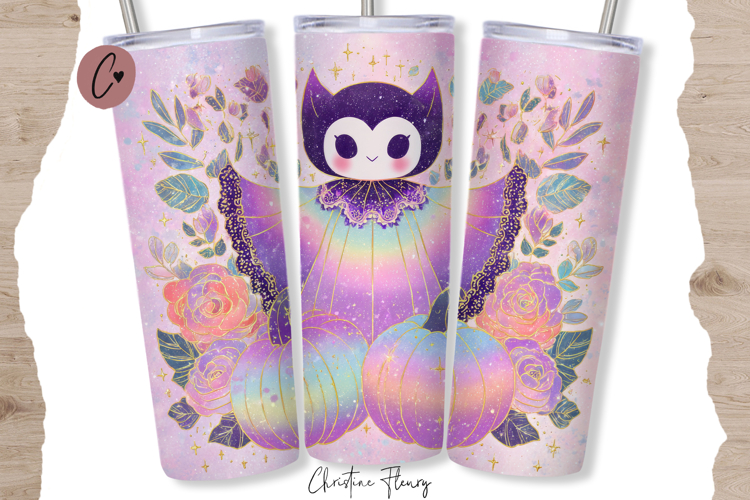 Iridescent Vampire Halloween Tumbler Wrap PNG