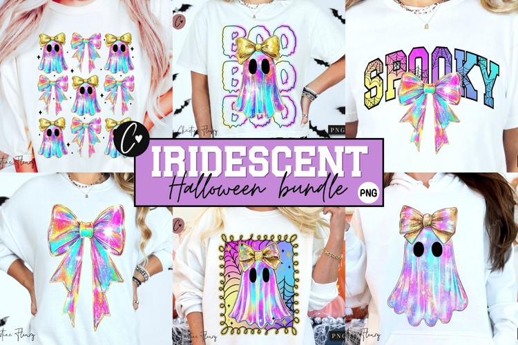 Iridescent Ghost Halloween PNG Bundle