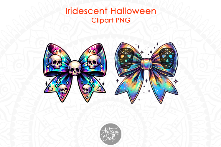 Iridescent Halloween coquette bow, sublimation designs