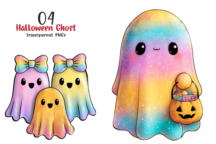 Iridescent Halloween Ghost Clipart example image 1