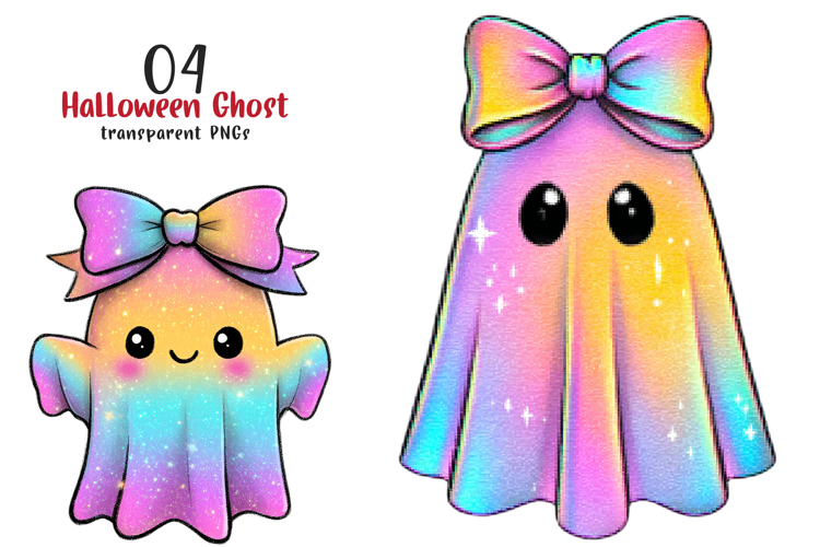 Iridescent Halloween Ghost Clipart example image 1
