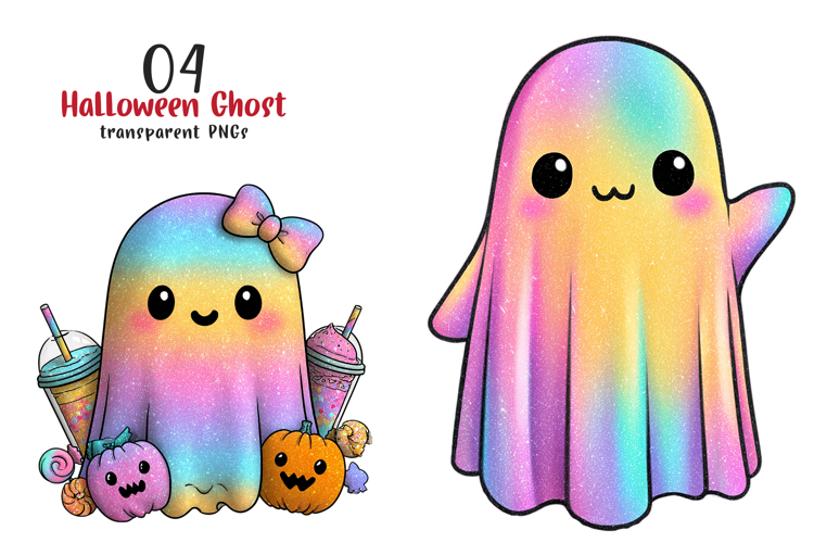 Iridescent Halloween Ghost Clipart example image 1