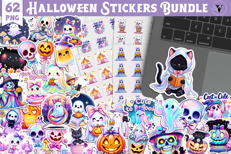 Iridescent Halloween Sticker | Halloween printable bundle