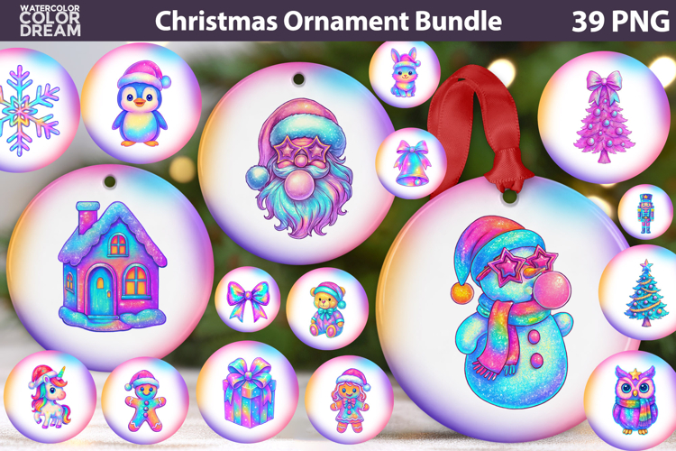 Iridescent Christmas Ornament Bundle | Pink Coquette