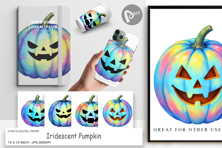Digital Paper Iridescent Pumpkin