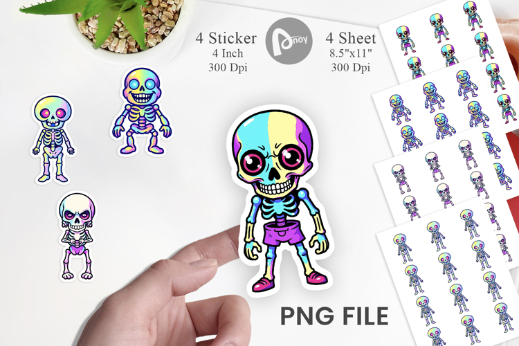 Iridescent Skeleton Sticker