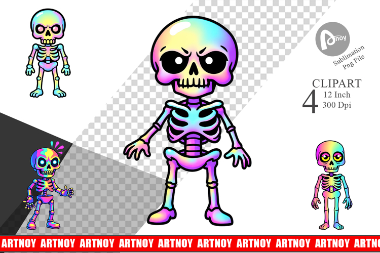Iridescent Skeleton Clipart