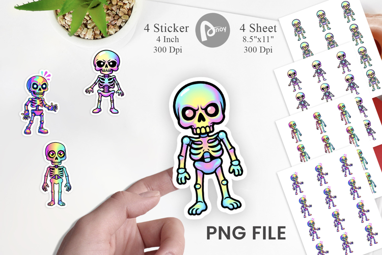 Iridescent Skeleton Sticker