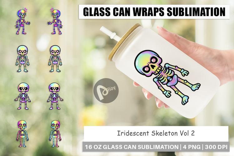 Glass Can Iridescent Skeleton