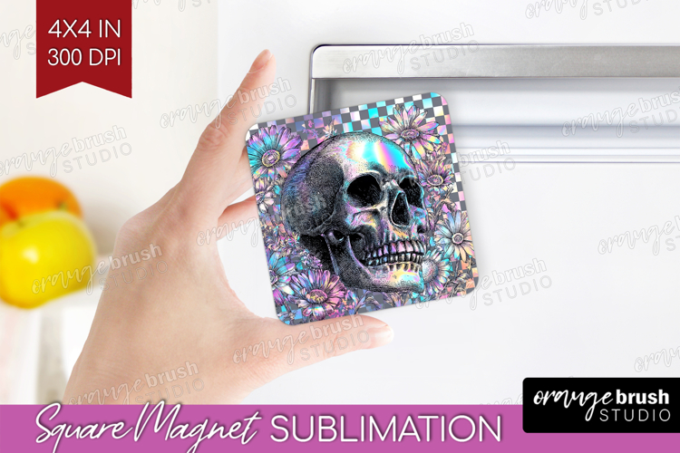 Iridescent Skull Halloween Magnet Sublimation Spooky Season