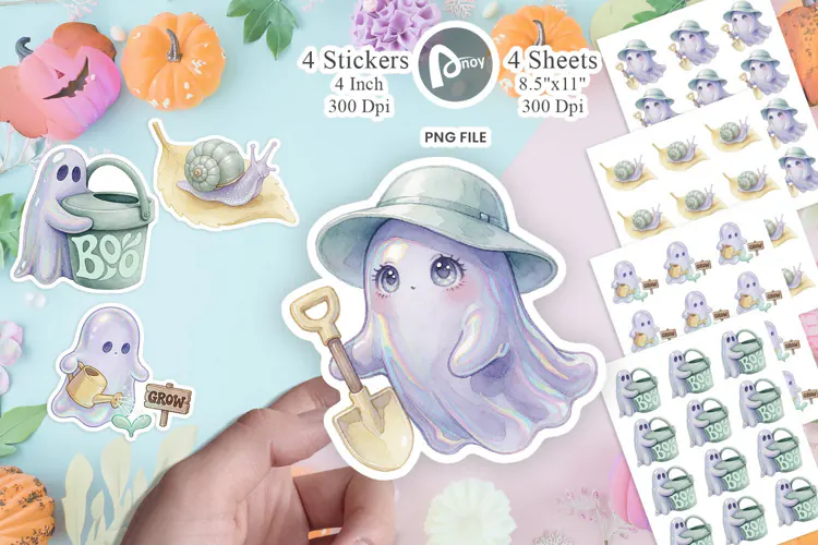 Spooky Garden Ghost Sticker