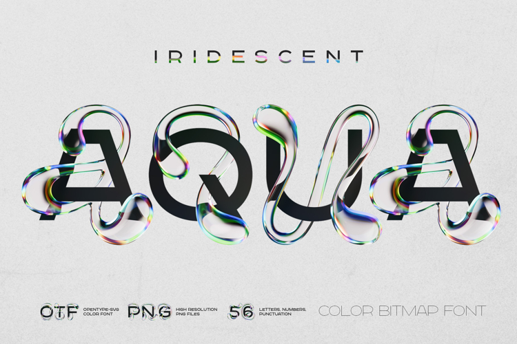 Iridescent Aqua - Color Bitmap Font