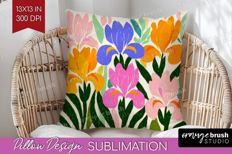 Iris Modern Floral Pillow Sublimation Sping Flower Pillow