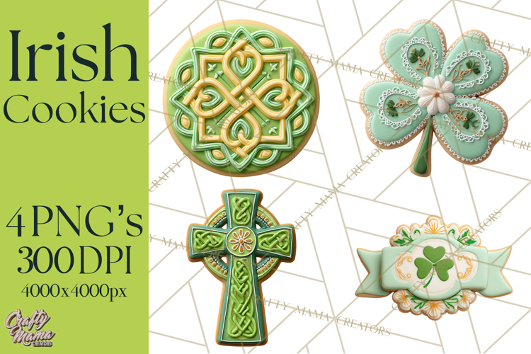St Patrick’s Day Cookies Clipart, Shamrock Cookie PNG