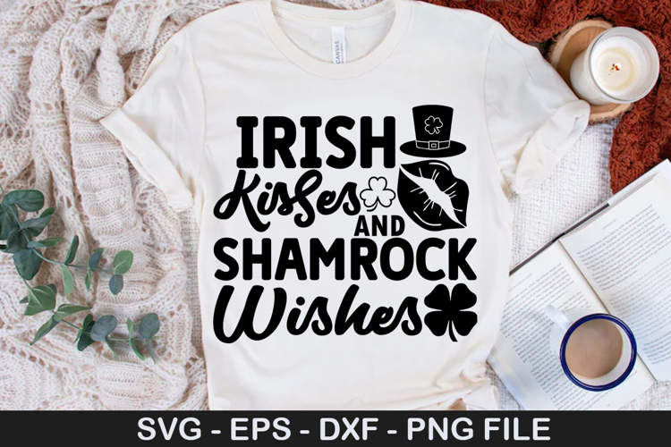 Irish Kisses And Shamrock SVG - St. Patricks Day Design