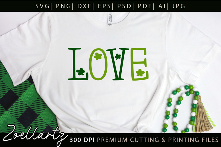 St Patricks Day SVG Love Lucky Shamrock T-shirt Mug Design