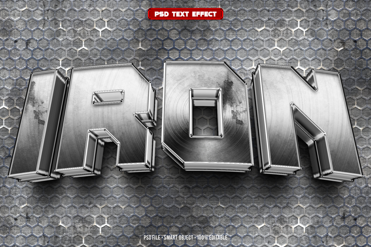 Iron 3D editable text effect