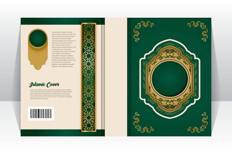 Islamic book cover with arabesque arabic element template