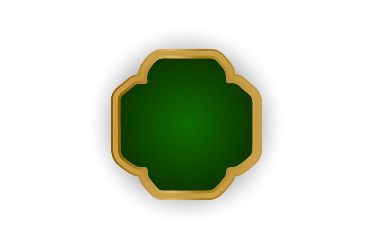 Islamic shape style golden and green frame decoration vector